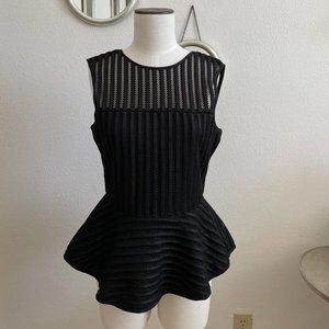 Anthropologie HD in Paris Black Mesh Sleeveless Peplum Top